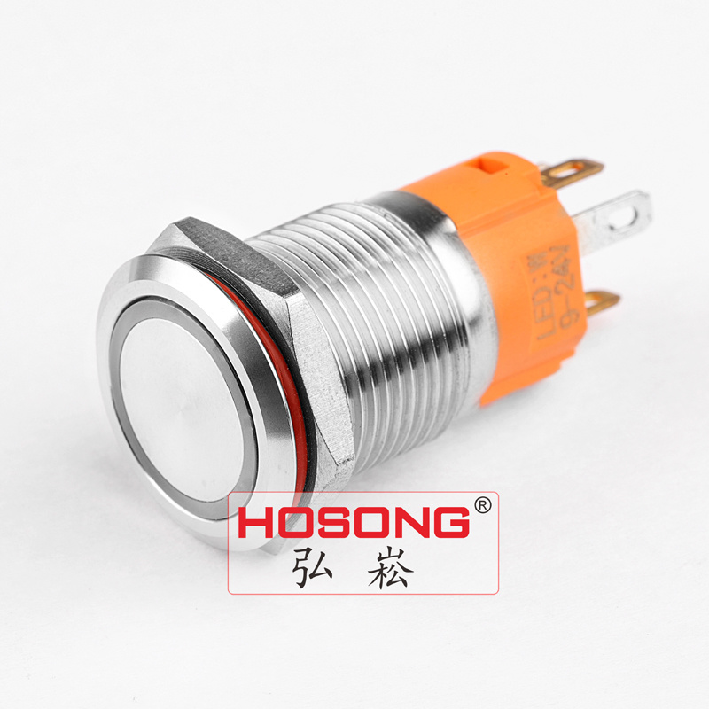 16mm Flat Head Ring LED Push Button