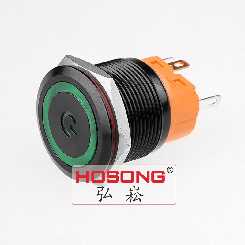 22mm Black Ring Power LED Push Button