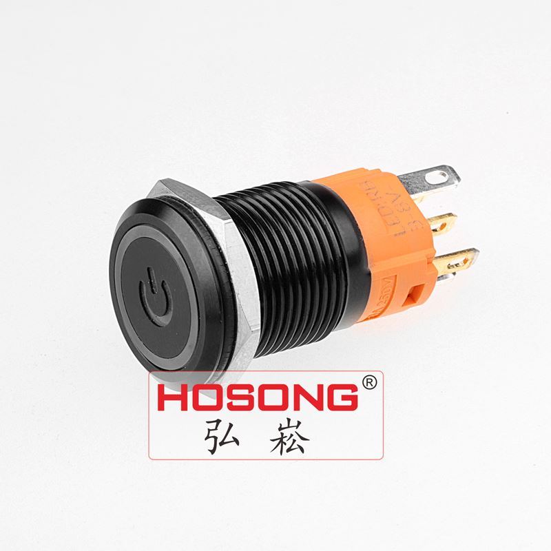 19mm Black Ring LED Push Button Switch