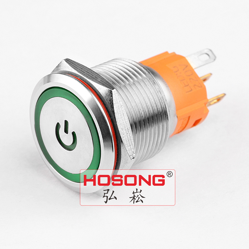 19mm Ring Power Symbol LED Push Button