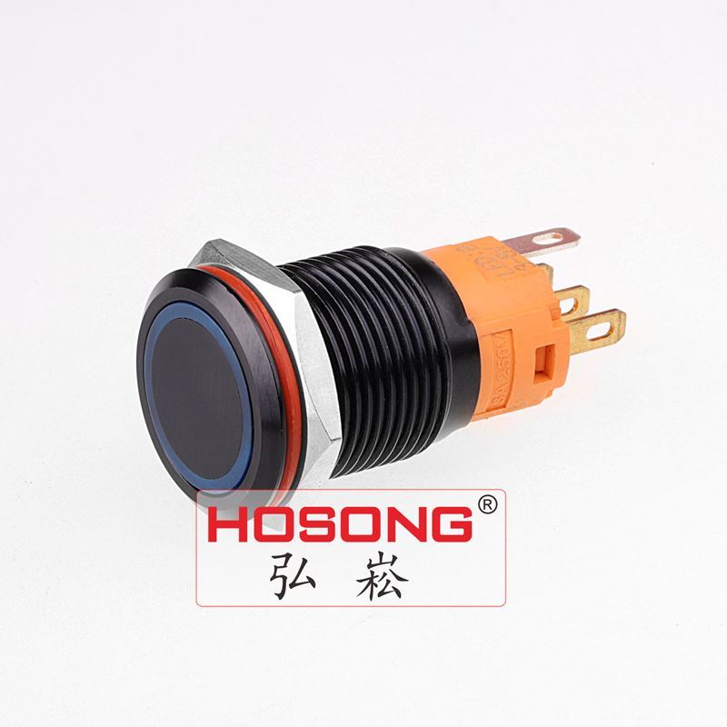 16mm Black Ring LED Push Button Switch