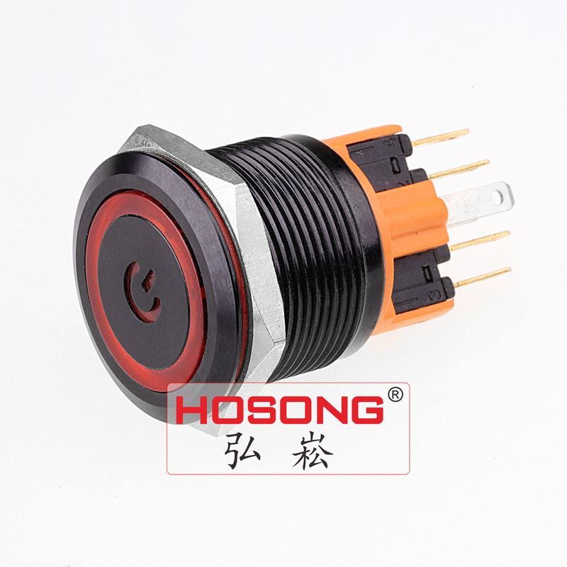 25mm Black Ring Power LED Button