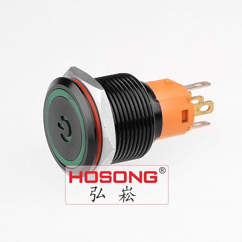 19mm Black Ring Power LED Push Button