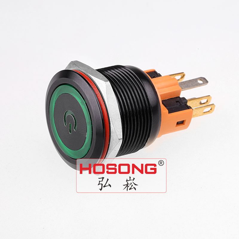 22mm Black Ring Power LED Button